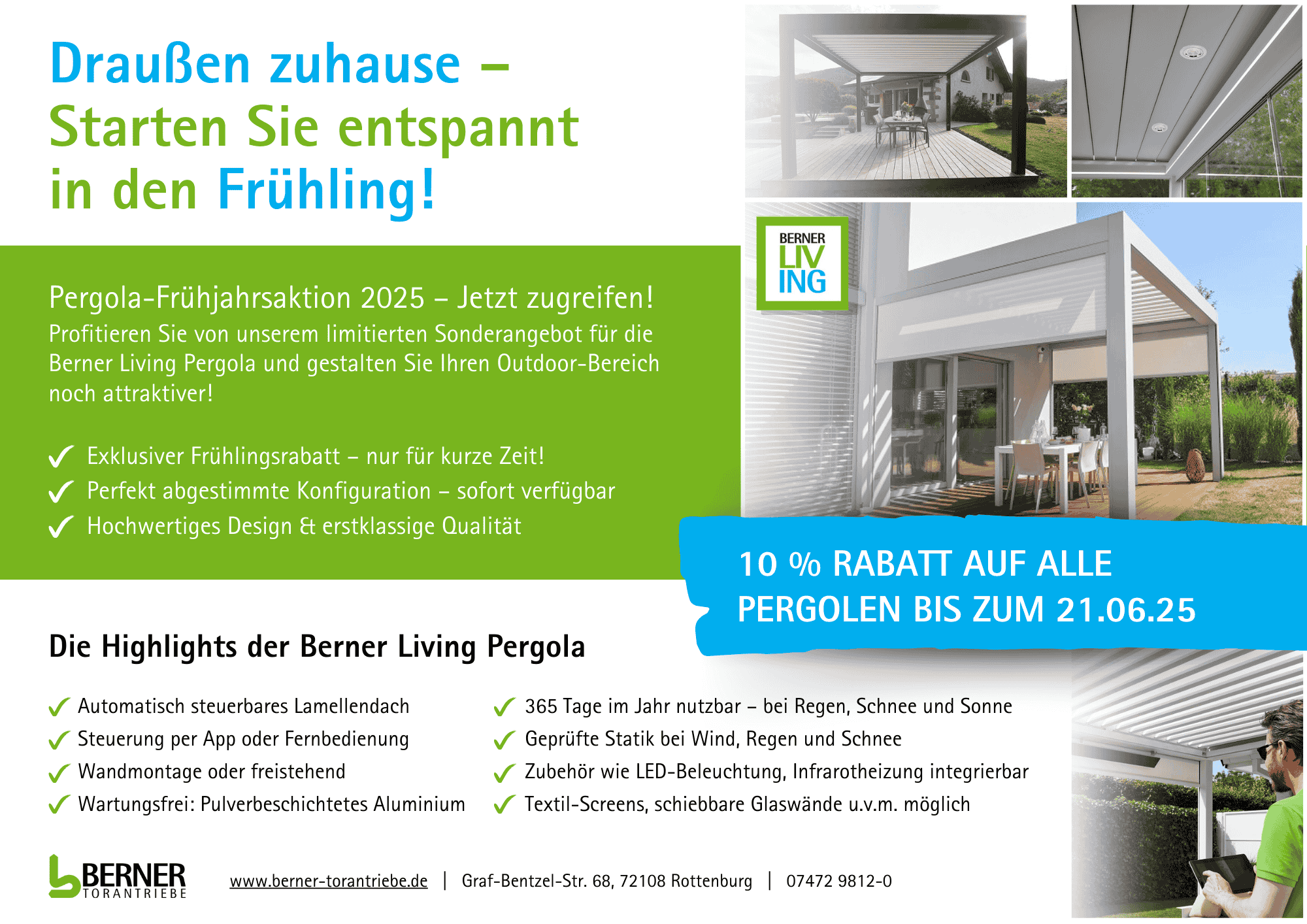 Berner Living Pergola Frühjahrsaktion