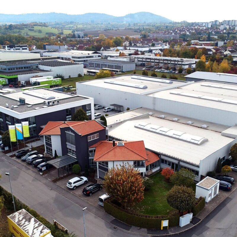 Luftaufnahme der Gebäude der Berner Torantriebe KG