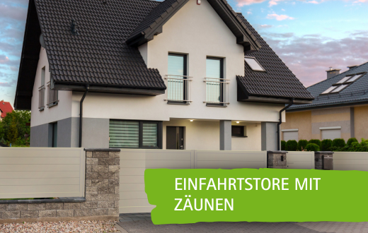 Einfahrtstore mit Zäunen