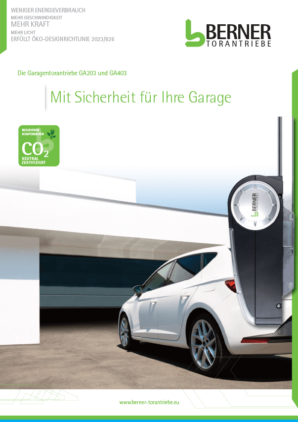 Prospekt Berner Garagentorantriebe GA203 und GA403