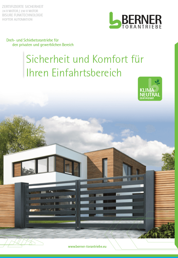 Prospekt Berner Drehtorantriebe und Schiebetorantriebe